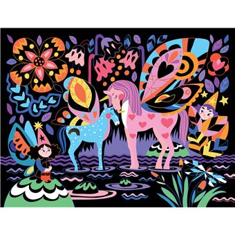 8 cartes à gratter féerie des licornes - pochette avec accessoires