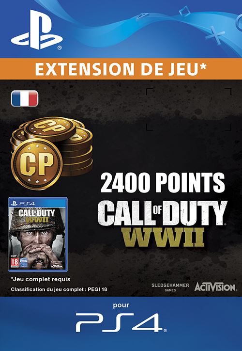 Pochette avant du jeu Code de téléchargement Call Of Duty WWII 2400 Points PS4