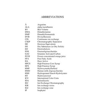 Ion Exchange Resins and Synthetic Adsorbents in Food Processing