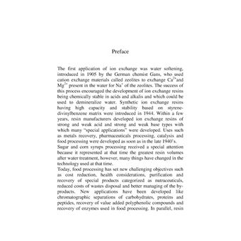 Ion Exchange Resins and Synthetic Adsorbents in Food Processing