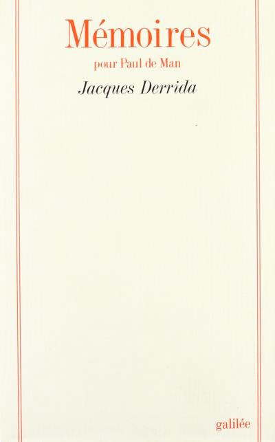 Memoires pour Paul de Man - Jacques Derrida - broché