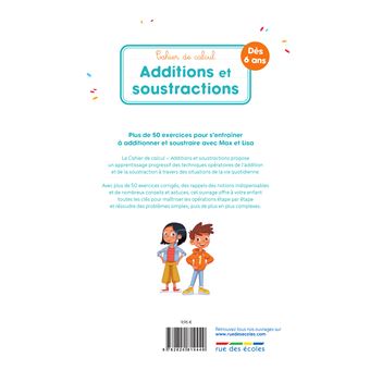 Cahier de calcul additions et soustractions