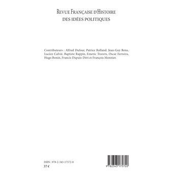 Revue française (49) d'histoire des idées politiques