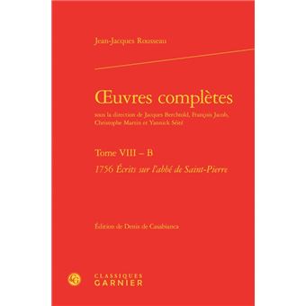 Oeuvres complètes 1756 Écrits sur l'abbé de Saint-Pierre - relié - Jean ...