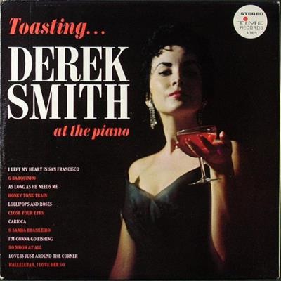 Toasting Derek Smith at the piano