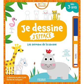 Je dessine, j'efface   Les animaux de la savane (Petites Pousses)