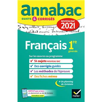 Annales du bac Annabac 2021 Français 1re générale