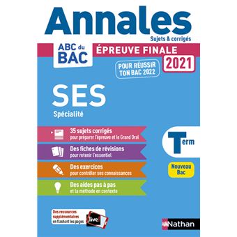 Annales Bac 2021 Sciences Economiques et Sociales Term - Corrigé