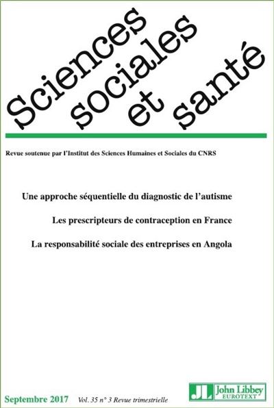 Revue Sciences Sociales et Santé - Volume 35 n°3 - Septembre 2017 - Hélène Bretin - broché