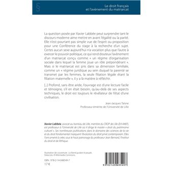 Le droit français et l'avènement du matriarcat