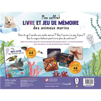 Mon coffret livre et jeu de mémoire des animaux marins