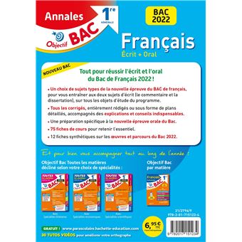 Annales Objectif BAC 2022 Français 1res