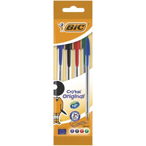Pochette de 4 stylos à bille Bic Cristal