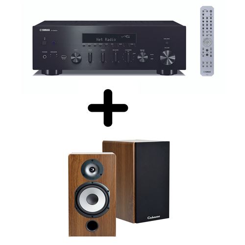 Amplificateur Hi-Fi Yamaha R-N600A Noir + Une Paire D'Enceintes Bibliothèque Cabasse Antigua Mt32/2 Edition Spéciale Noyer