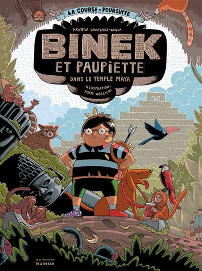 Binek et son chien dans le temple Maya