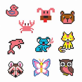 Colos et autocollants pixels animaux