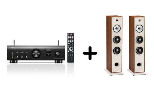 Un ampli Denon PMA 900HNE + une paire d'enceintes colonne Triangle BR08 Chêne