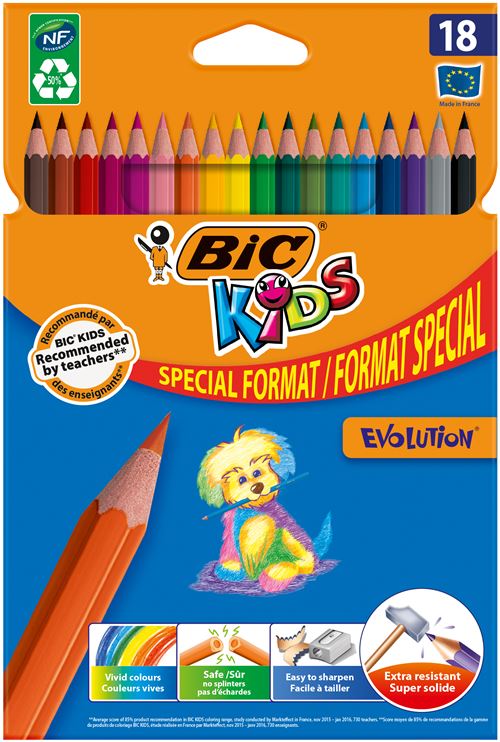 Crayon Couleur BIC Kids 2,5mm - Etui 18 couleurs