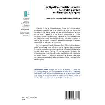 L'obligation constitutionnelle de rendre compte en Finances publiques