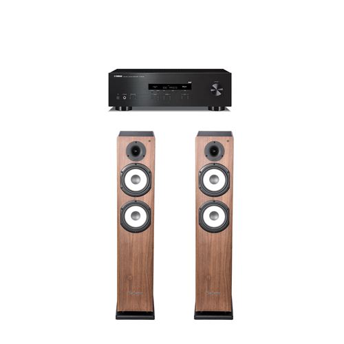 Amplificateur Yamaha R S202D + Paire d'enceintes colonne Cabasse Jersey MT322 Noyer