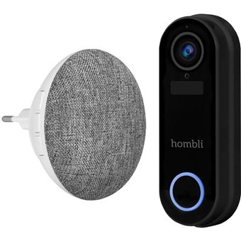 Pack Sonnette connectée Hombli Smart Doorbell Noir + Carillon - Visiophone