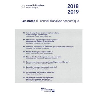 Les notes du Conseil d'analyse économique 2018-2019