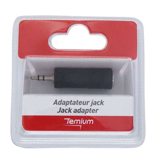 Adaptateur Temium Jack 3.5 Mâle vers 6.35 Femelle Noir - Connectique Audio  / Vidéo