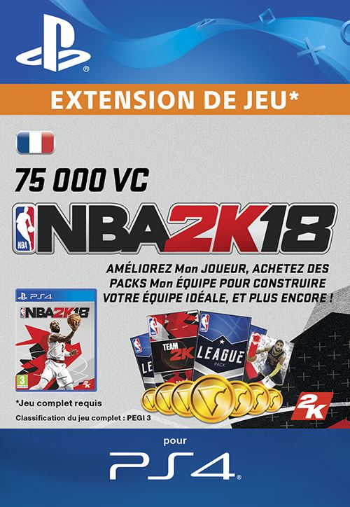 Code de téléchargement NBA 2K18 75000 VC PS4