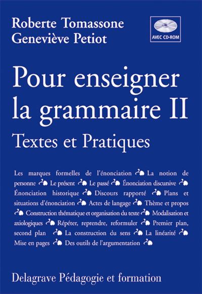 Pour enseigner la grammaire Tome 2 avec CD-Rom inclus (2002) - Roberte Tomassone - Livre CD-ROM