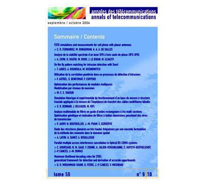 Annales des telecommunications tome 59 n. 9-10 septembre/oct