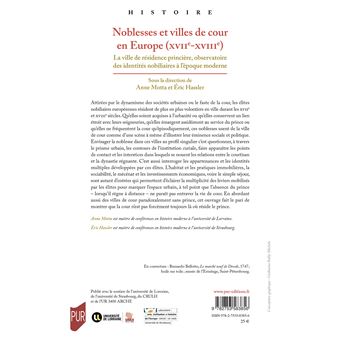 Noblesses et villes de cour en Europe (XVIIe-XVIIIe)
