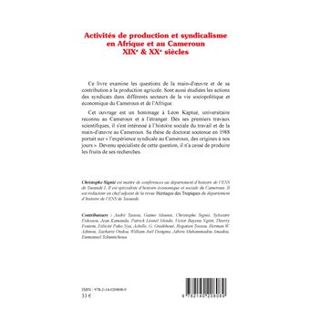 Activités de production et syndicalisme en Afrique et au Cameroun