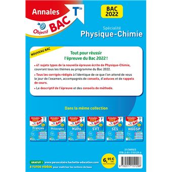 Annales Objectif BAC 2022 Spécialité Physique-Chimie