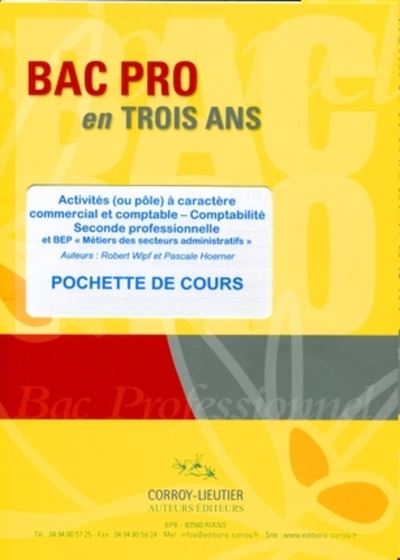Activités (ou pôle) à caractère commercial et comptable. Pochette de cours.