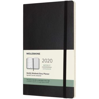 Agenda 2020 Semainier Grand Format Noir Souple