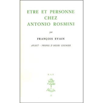 Etre et personne chez Antonio Rosmini