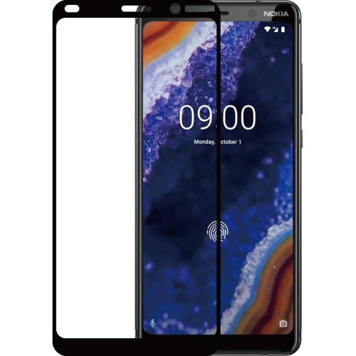 Azuri Tempered Glass Flat Black Screen Protector voor Nokia 9