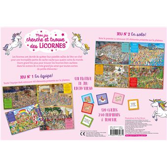 Mon jeu cherche et trouve des licornes - coffret avec plateau et cartes