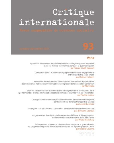 Critique internationale 93 -  Collectif - broché