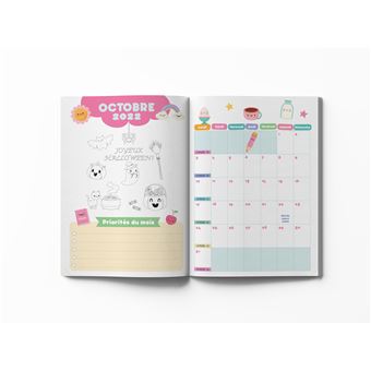 Mon agenda scolaire Kawaï colorie-moi 2022-2023