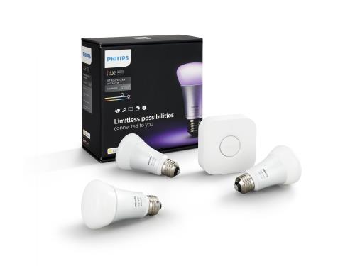 Kit de démarrage 3 ampoules Philips Hue White and Color E27 + pont de connexion Hue Bridge 2ème génération