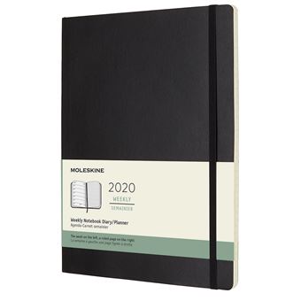 Agenda 2020 Semainier Très Grand Format Noir Souple