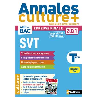 Annales Bac2021 SVT Terminale - Culture +