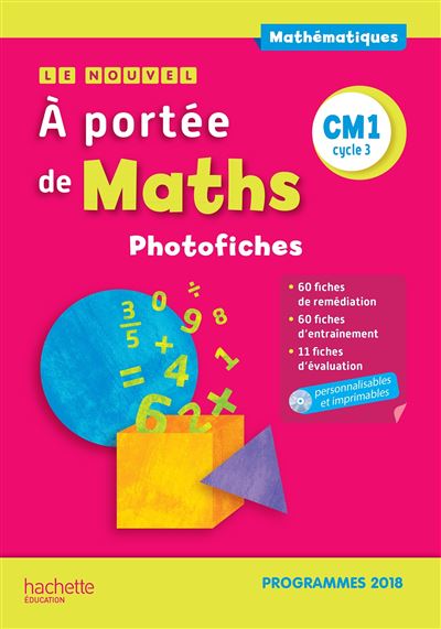 Le nouvel a portee de maths cm1 photofiches + cd ed.2019