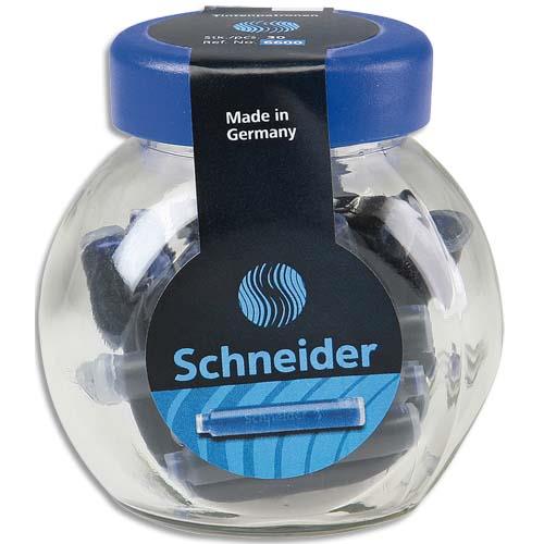 Pot de 30 cartouches Schneider encre bleu royale effaçable
