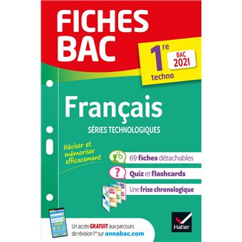 Fiches bac Français 1re technologique Bac 2021
