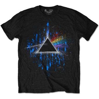 T-Shirt Pink Floyd DSOTM Blue Splatter Unisex Noir