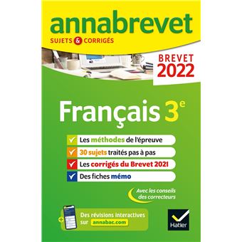 Annales du brevet Annabrevet 2022 Français 3e