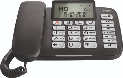 Gigaset DL580 - Téléphone filaire avec ID d appelant - noir