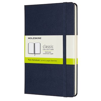 Carnet classique format moyen à pages blanches Moleskine couverture rigide Bleu